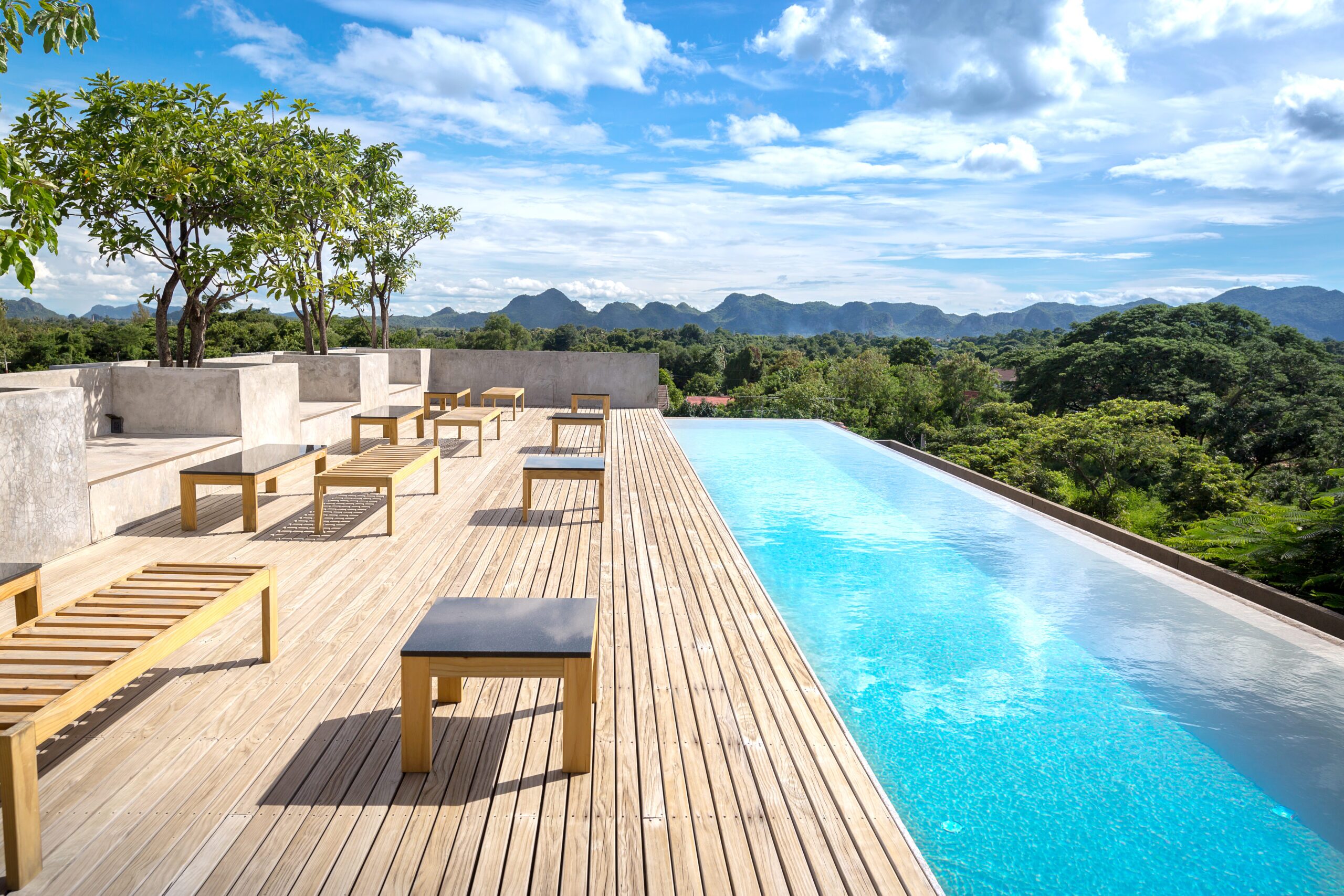 Modern Wood Deck by the Pool
